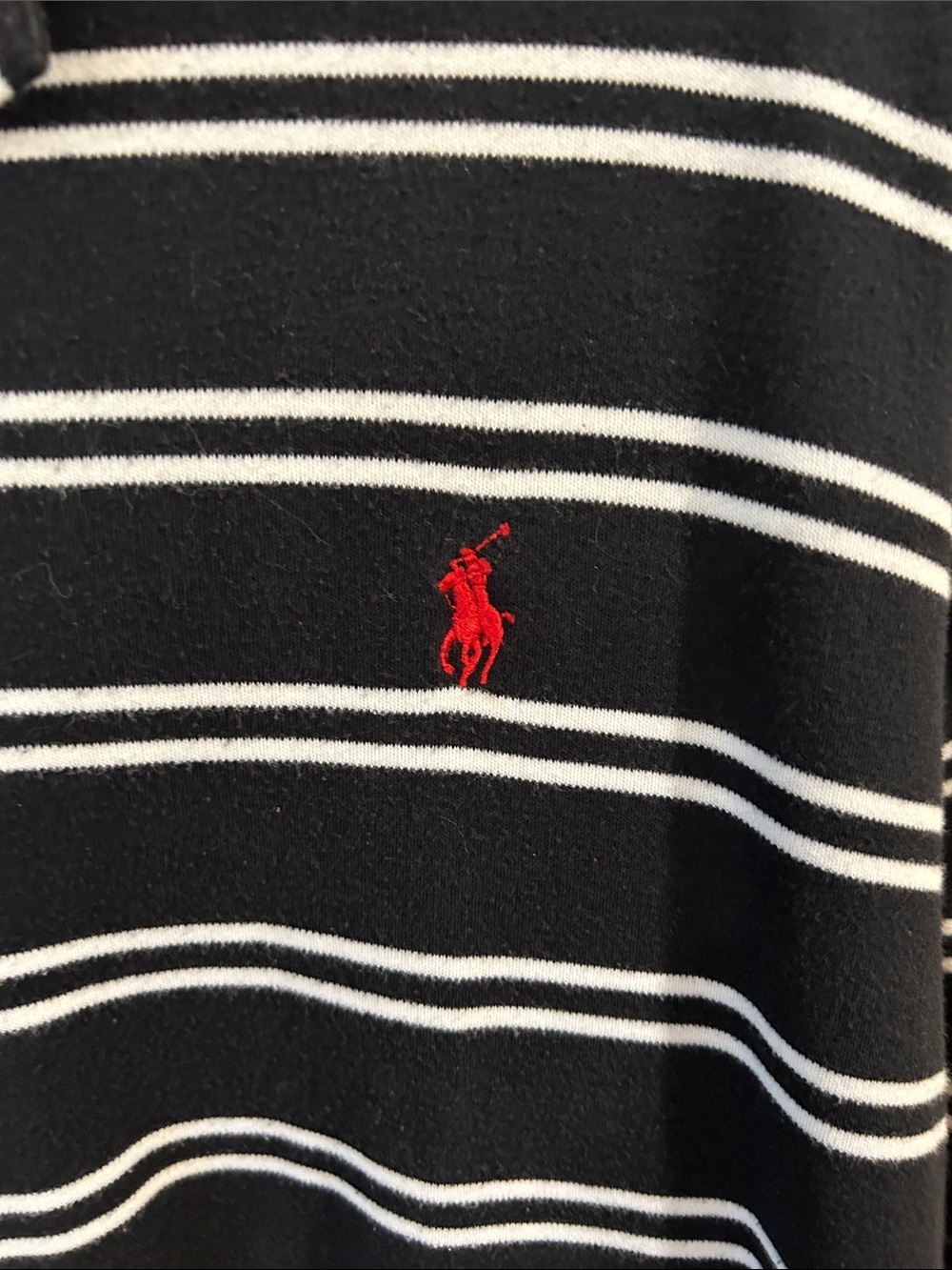 Polo by Ralph Lauren Black & White Striped Polo with Red Pony XXL - Picture 3 of 4